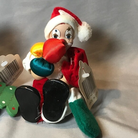 Vintage Christmas Clown Ceramic and Cloth Plush Decor - Picture 2 of 7